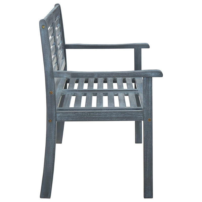vidaXL 3-Seater Garden Bench 150 cm Grey Solid Eucalyptus Wood
