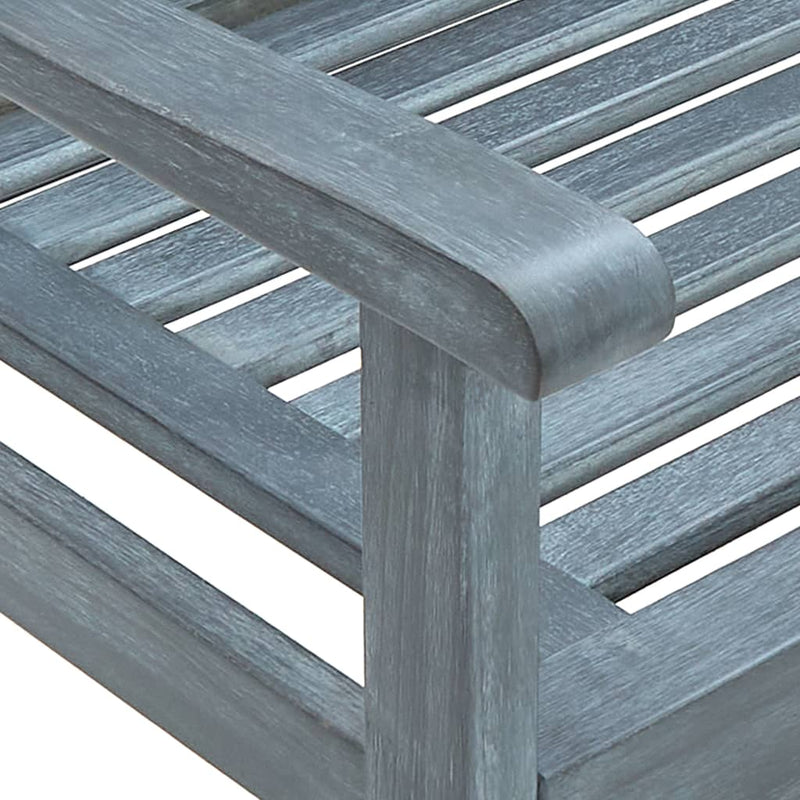 vidaXL 3-Seater Garden Bench 150 cm Grey Solid Eucalyptus Wood