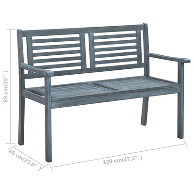 vidaXL 3-Seater Garden Bench 150 cm Grey Solid Eucalyptus Wood