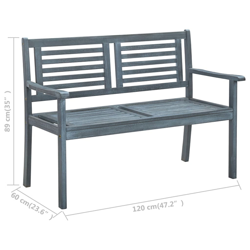 vidaXL 3-Seater Garden Bench 150 cm Grey Solid Eucalyptus Wood