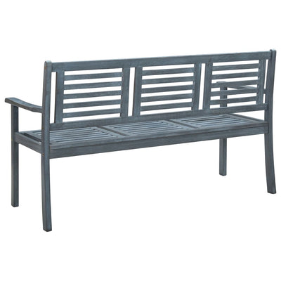 vidaXL 3-Seater Garden Bench 150 cm Grey Solid Eucalyptus Wood