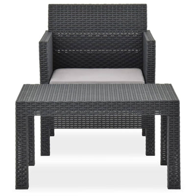 vidaXL 2 Piece Garden Lounge Set with Cushion Rattan Anthracite