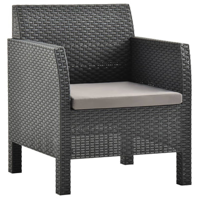 vidaXL 2 Piece Garden Lounge Set with Cushion Rattan Anthracite