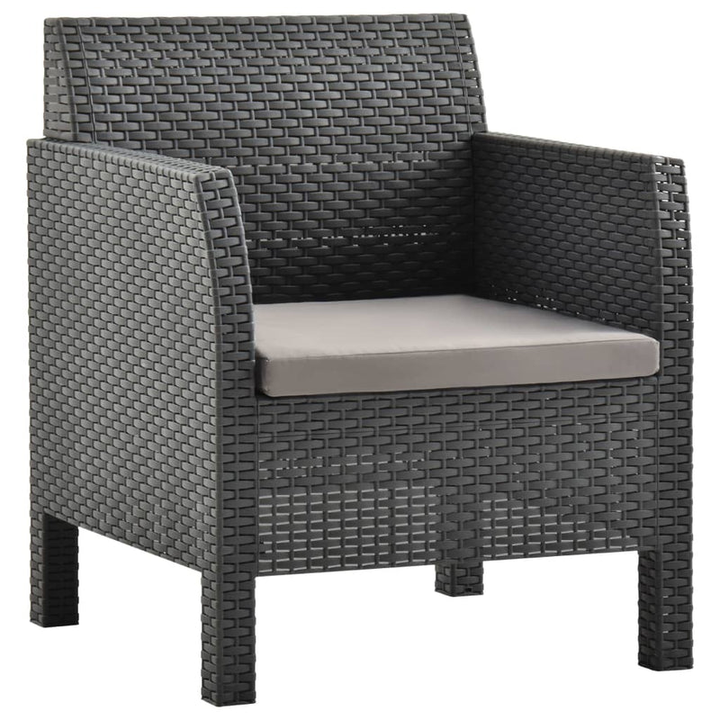 vidaXL 2 Piece Garden Lounge Set with Cushion Rattan Anthracite