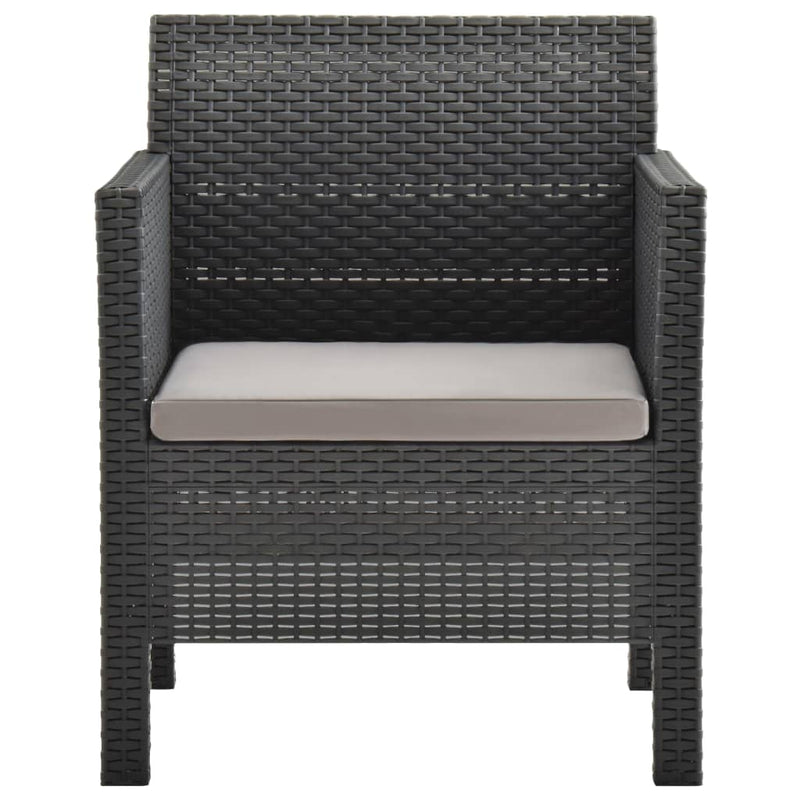 vidaXL 2 Piece Garden Lounge Set with Cushion Rattan Anthracite