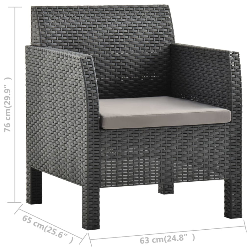 vidaXL 2 Piece Garden Lounge Set with Cushion Rattan Anthracite