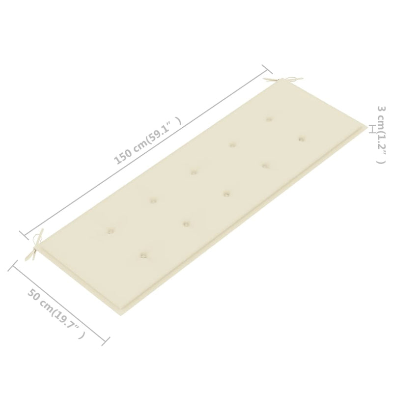 vidaXL 3-Seater Garden Bench with Cushion 150 cm Solid Eucalyptus Wood