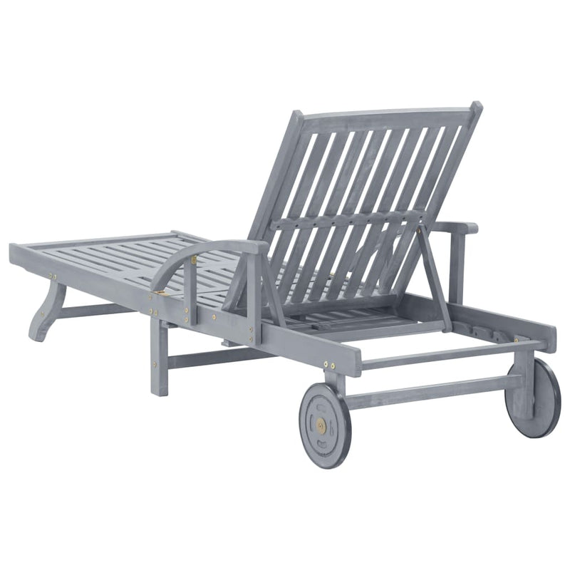 vidaXL Garden Sun Lounger with Cushion Solid Acacia Wood