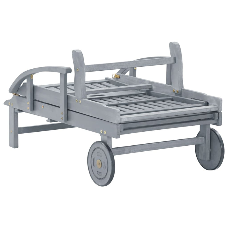 vidaXL Garden Sun Lounger with Cushion Solid Acacia Wood