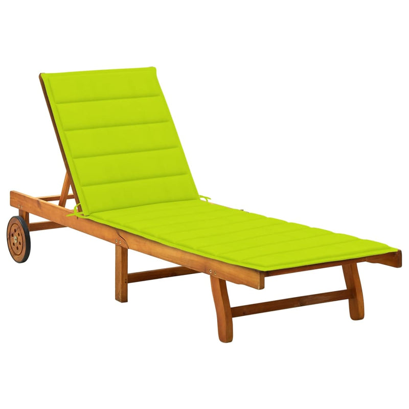 vidaXL Garden Sun Lounger with Cushion Solid Acacia Wood