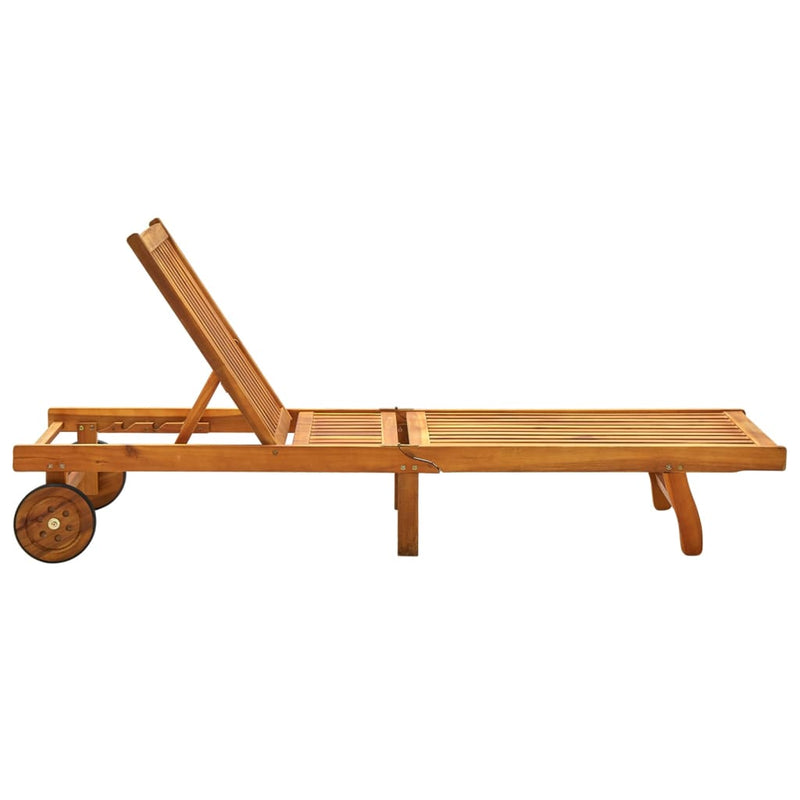 vidaXL Garden Sun Lounger with Cushion Solid Acacia Wood
