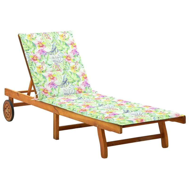 vidaXL Garden Sun Lounger with Cushion Solid Acacia Wood