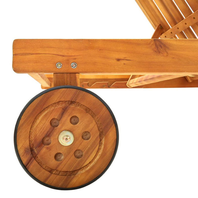 vidaXL Garden Sun Lounger with Cushion Solid Acacia Wood