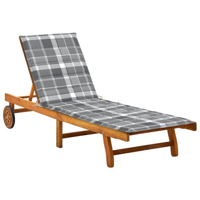 vidaXL Garden Sun Lounger with Cushion Solid Acacia Wood