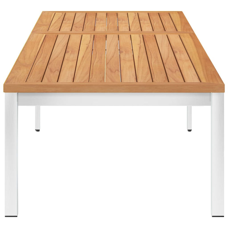 vidaXL Sun Lounger with Cushion Solid Teak Wood and Stainless Steel