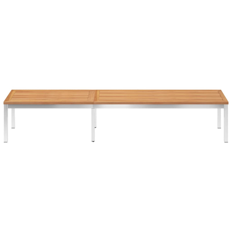 vidaXL Sun Lounger with Cushion Solid Teak Wood and Stainless Steel