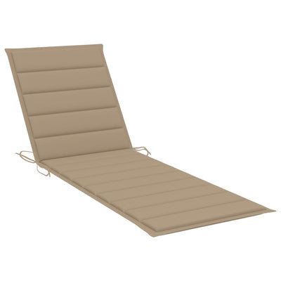 vidaXL Sun Lounger with Cushion Solid Teak Wood and Stainless Steel