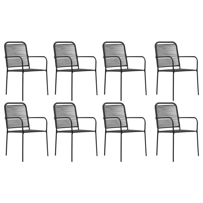 vidaXL 9 Piece Garden Dining Set Black Glass and Steel