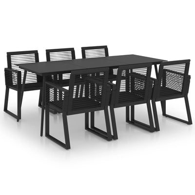 vidaXL 7 Piece Outdoor Dining Set PVC Rattan Black