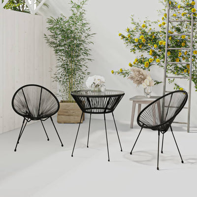 vidaXL 3 Piece Outdoor Dining Set PVC Rattan Black