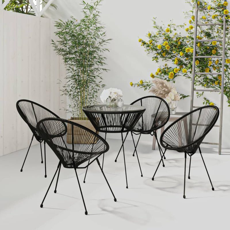 vidaXL 3 Piece Outdoor Dining Set PVC Rattan Black