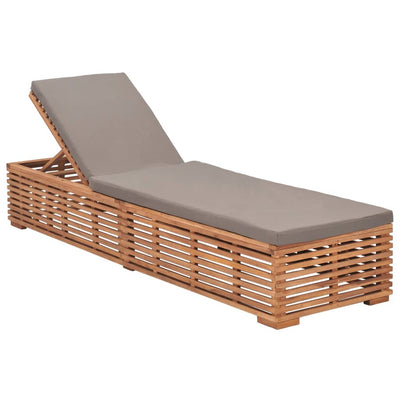 vidaXL Sun Lounger with Cream Cushion Solid Teak Wood