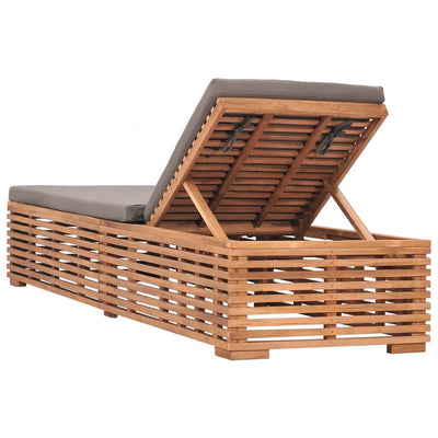 vidaXL Sun Lounger with Cream Cushion Solid Teak Wood