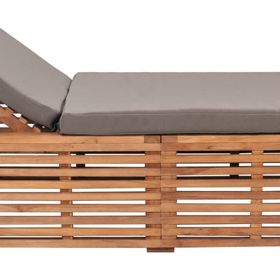 vidaXL Sun Lounger with Cream Cushion Solid Teak Wood
