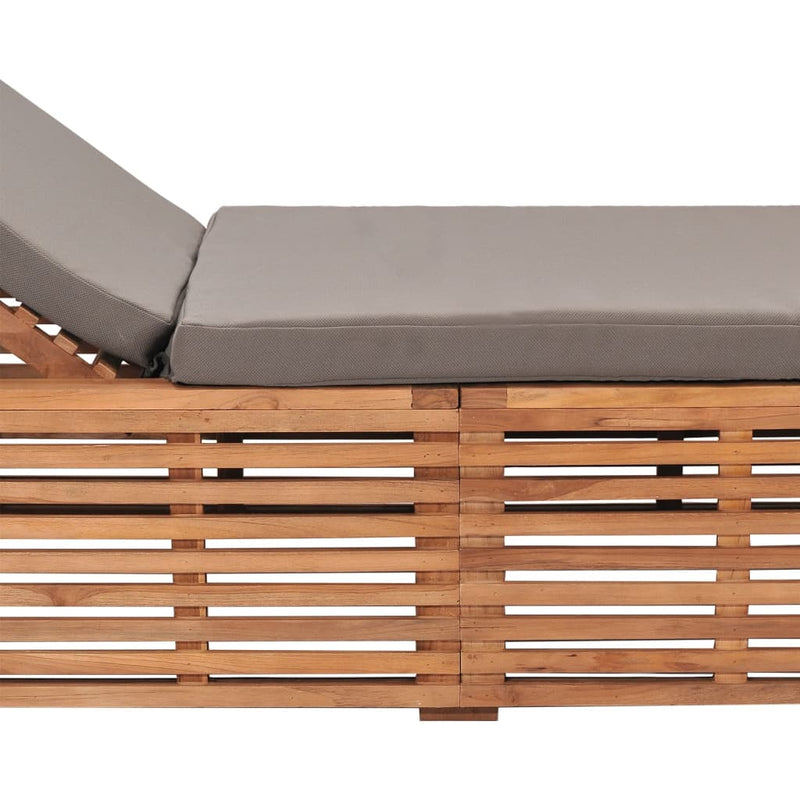 vidaXL Sun Lounger with Cream Cushion Solid Teak Wood