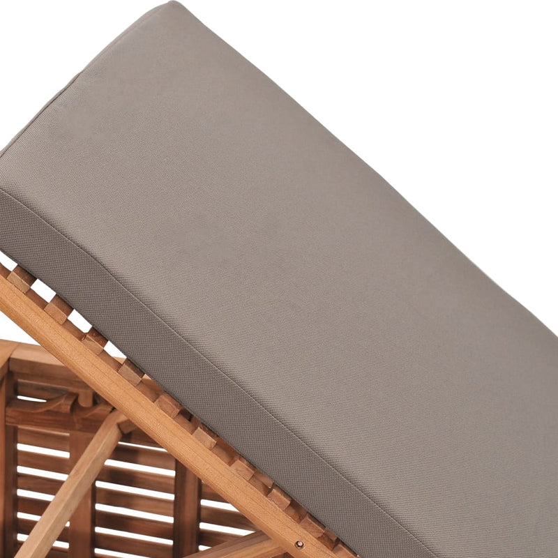 vidaXL Sun Lounger with Cream Cushion Solid Teak Wood