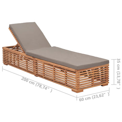 vidaXL Sun Lounger with Cream Cushion Solid Teak Wood
