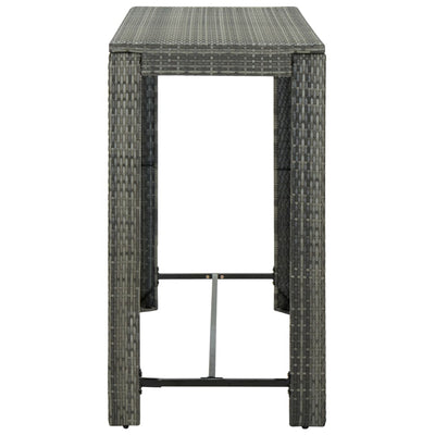 vidaXL 7 Piece Garden Bar Set with Cushions Poly Rattan Grey