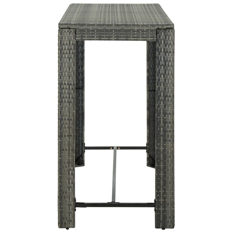 vidaXL 7 Piece Garden Bar Set with Cushions Poly Rattan Grey