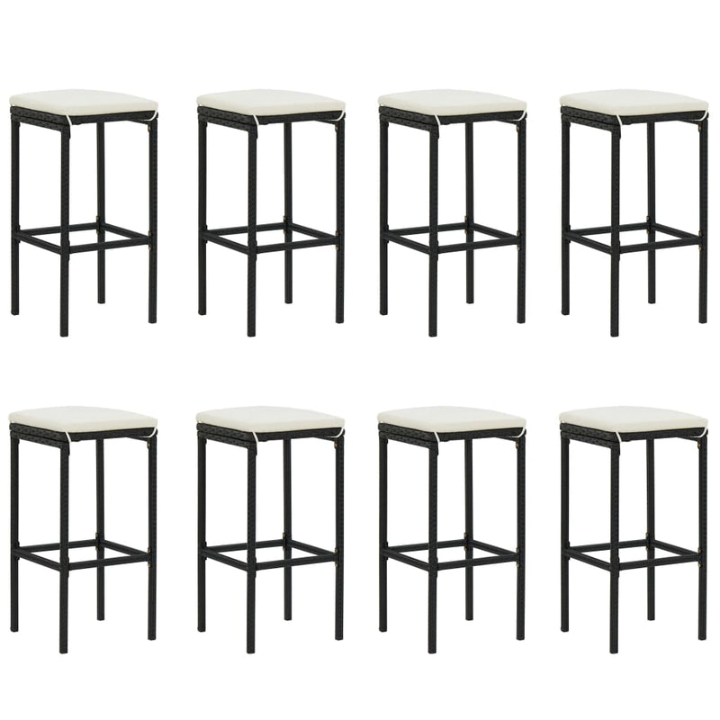 vidaXL 7 Piece Garden Bar Set with Cushions Poly Rattan Grey