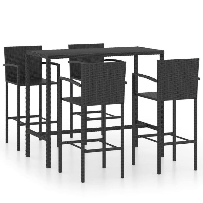 vidaXL 5 Piece Garden Bar Set Poly Rattan Black