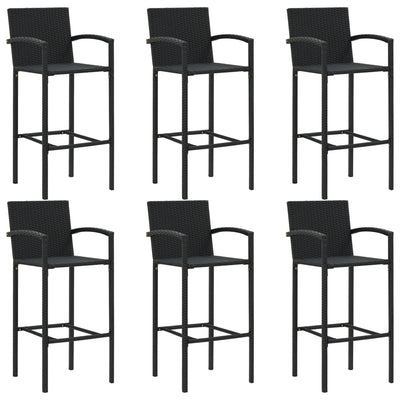 vidaXL 7 Piece Garden Bar Set Poly Rattan Black