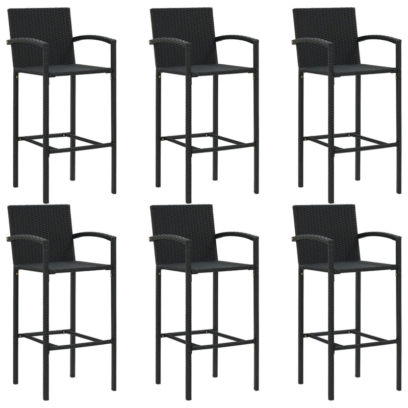 vidaXL 7 Piece Garden Bar Set Poly Rattan Black