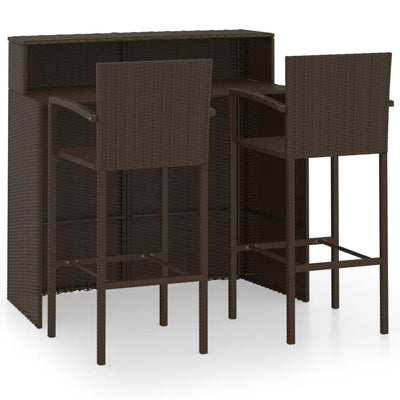 vidaXL 3 Piece Garden Bar Set Black