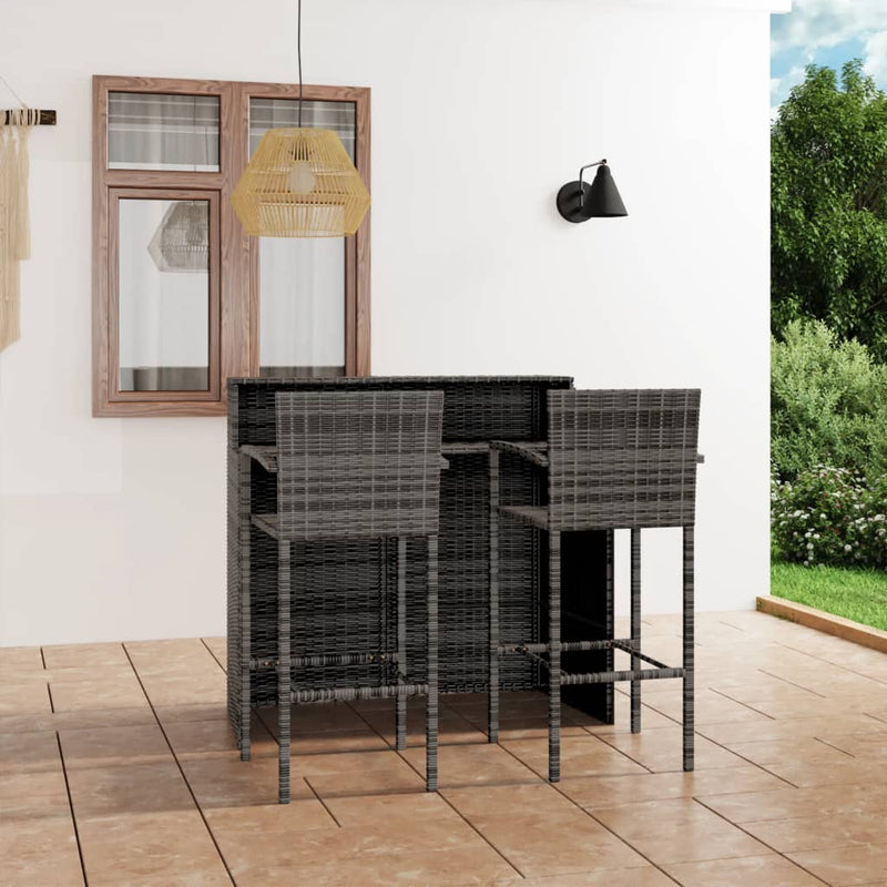 vidaXL 3 Piece Garden Bar Set Black