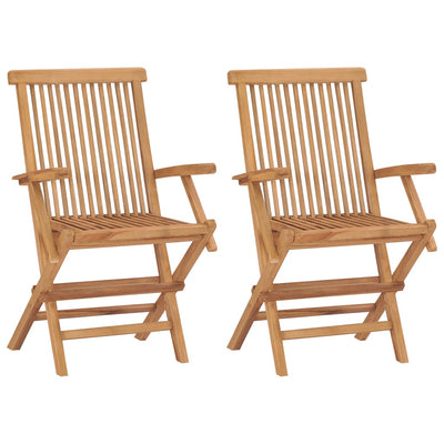 vidaXL Garden Chairs with Anthracite Cushions 2 pcs Solid Teak Wood