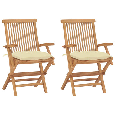 vidaXL Garden Chairs with Anthracite Cushions 2 pcs Solid Teak Wood