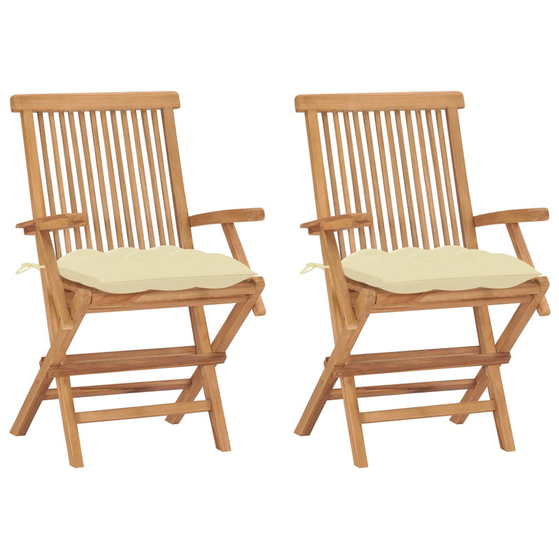 vidaXL Garden Chairs with Anthracite Cushions 2 pcs Solid Teak Wood