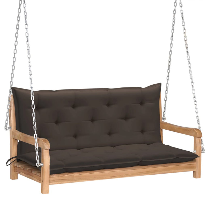 vidaXL Swing Bench with Taupe Cushion 120 cm Solid Teak Wood