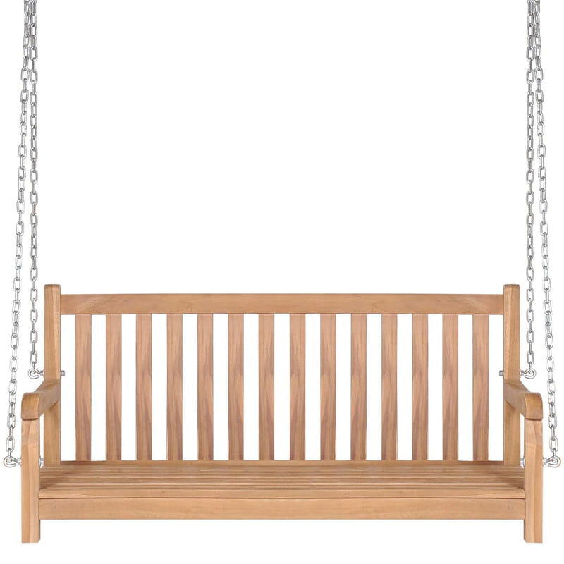 vidaXL Swing Bench with Taupe Cushion 120 cm Solid Teak Wood