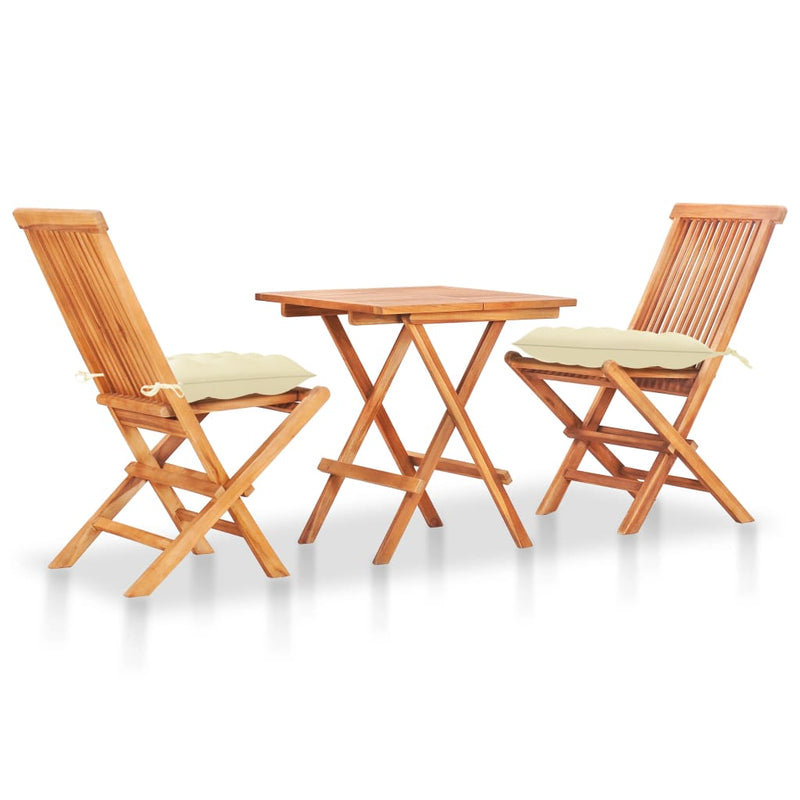 vidaXL 3 Piece Bistro Set with Anthracite Cushions Solid Teak Wood