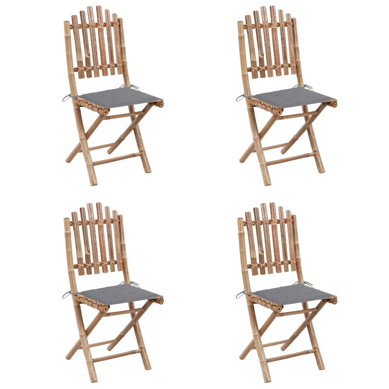 vidaXL 5 Piece Folding Outdoor Dining Set with Cushions Bamboo