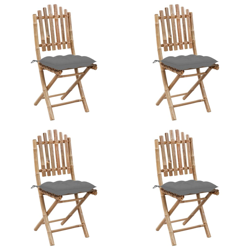 vidaXL 5 Piece Folding Outdoor Dining Set with Cushions Bamboo
