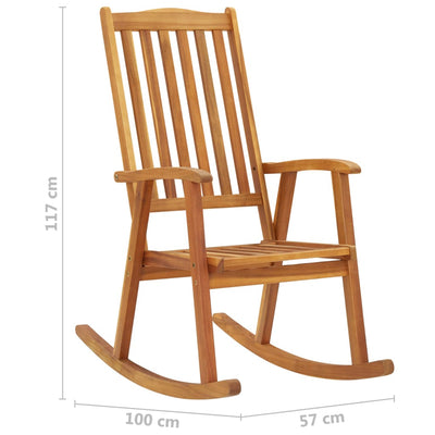 vidaXL Rocking Chair with Cushions Solid Acacia Wood