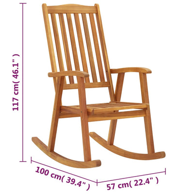 vidaXL Rocking Chair with Cushions Solid Acacia Wood