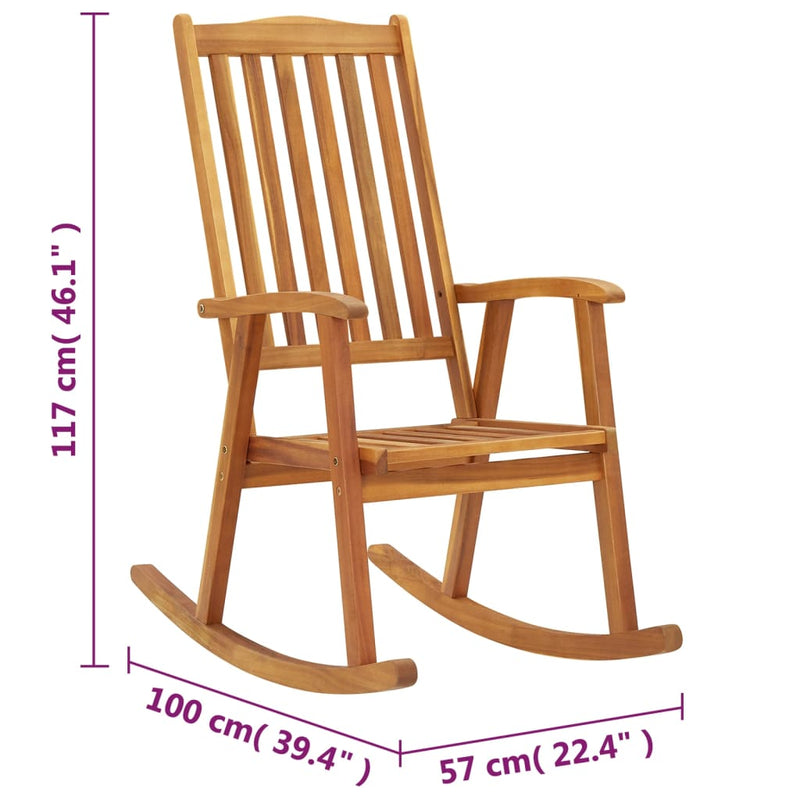 vidaXL Rocking Chair with Cushions Solid Acacia Wood